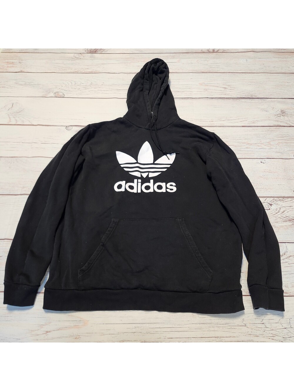 adidas Black Hoodie with White Trefoil Logo XL